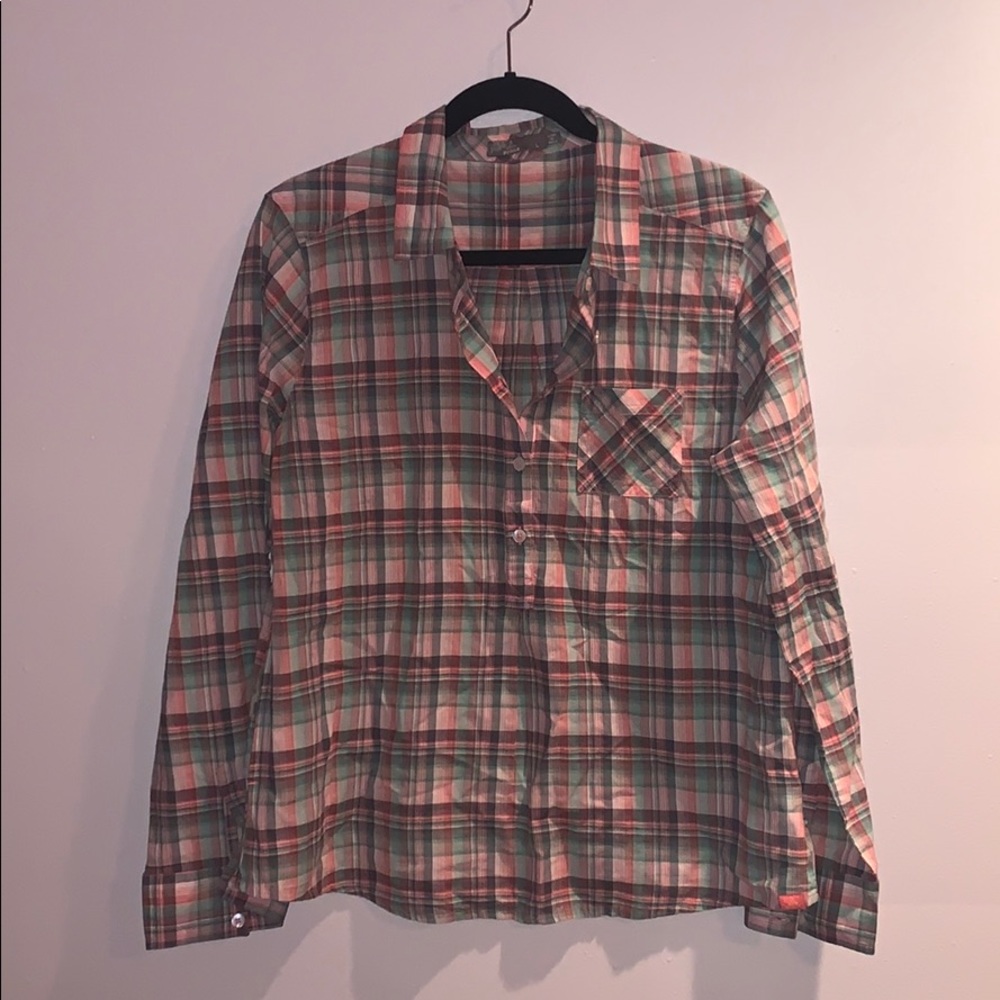 Plaid half button down